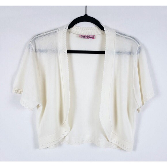 Knit Minded Womens 2X Cardigan Cream Cottagecore Open Front 100% Acrylic Ivory - Picture 1 of 8